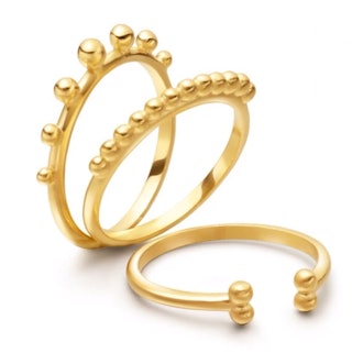 Lucy Williams Gold Beaded Stack Ring Set