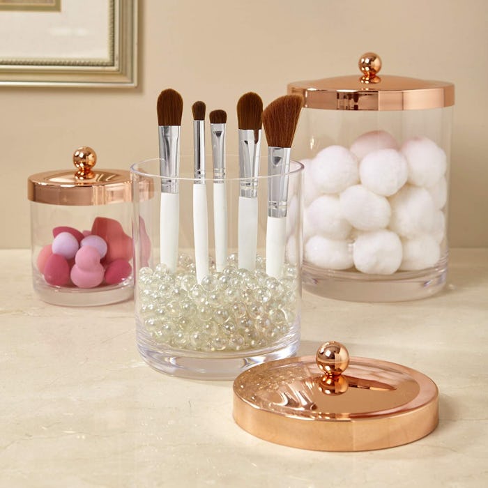 STORi Apothecary Jars With Rose Gold Lids (Set of 3)