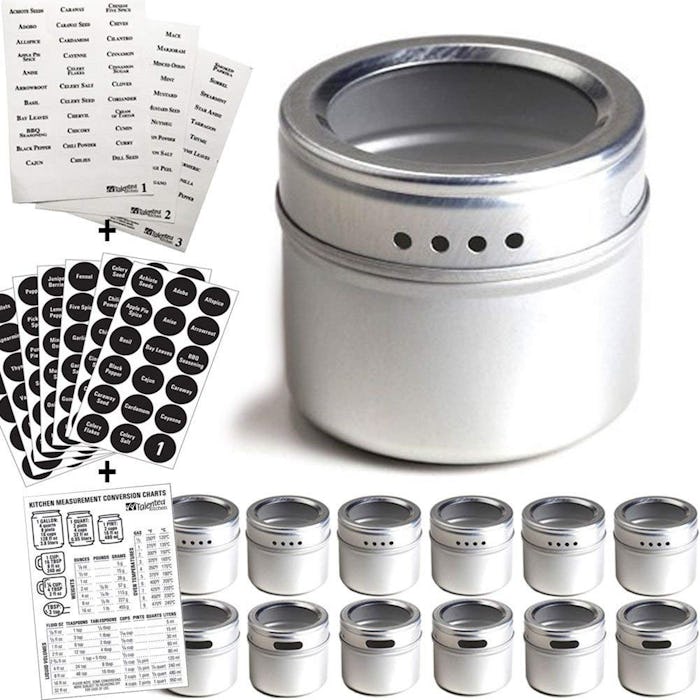 12 Magnetic Spice Tins & Labels
