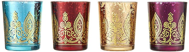 Kate Aspen Indian Jewel Henna Glass Votives