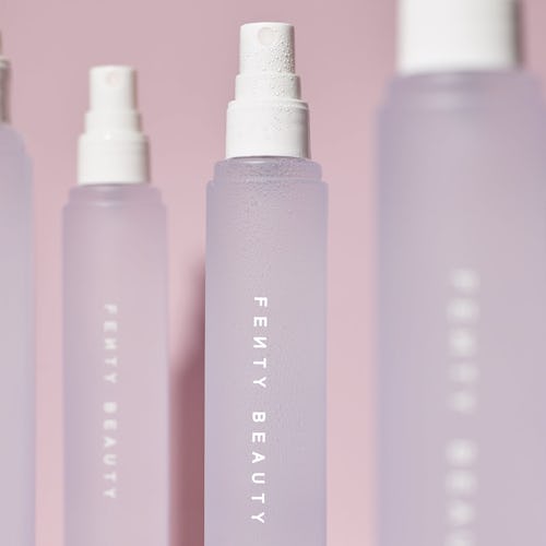 Fenty Beauty's new What It Dew Makeup Refreshing Spray in the bottle.