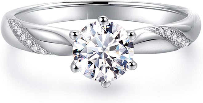 Raneecoco Flame Solitaire Engagement Ring