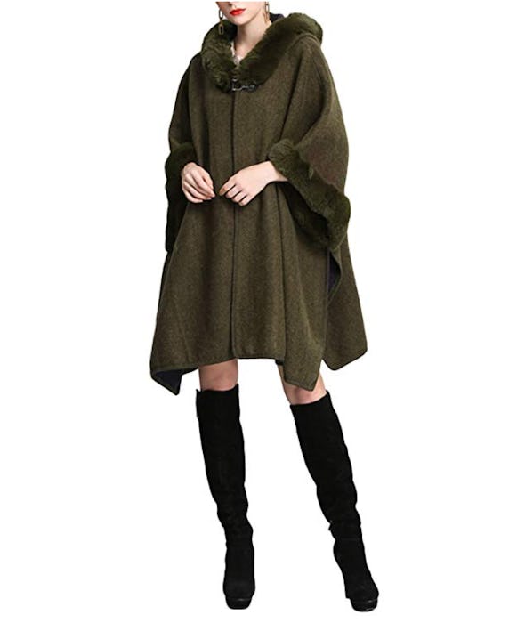 Gihuo Faux Fur Hooded Cloak