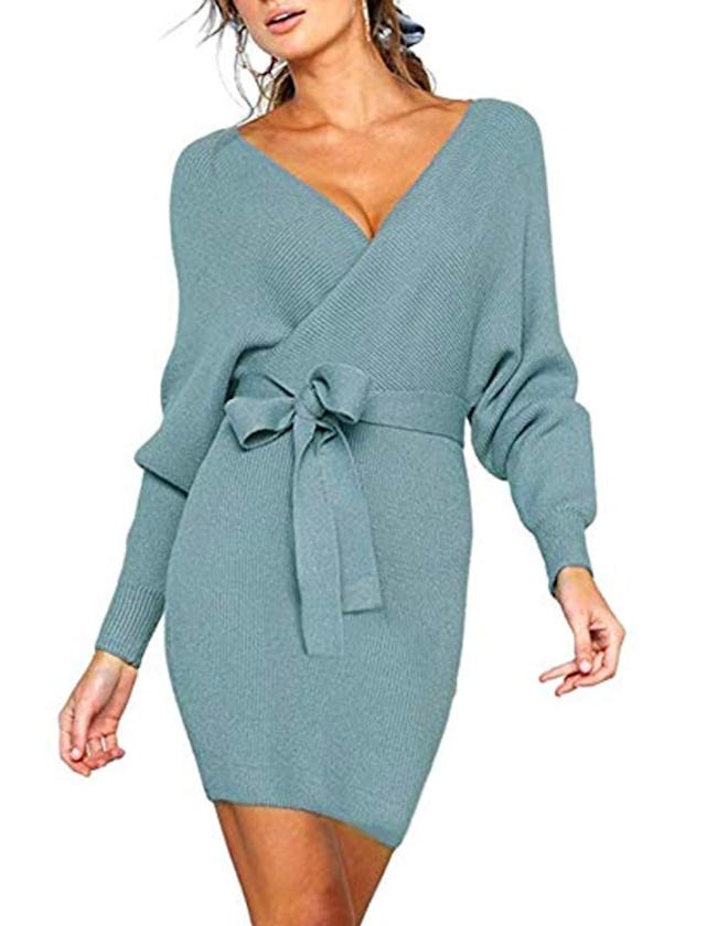 JOYCHEER V Neck Sweater Dress