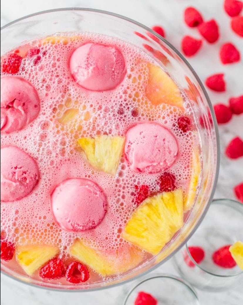 Red and gold sherbet punch is perfect for Super Bowl parties.