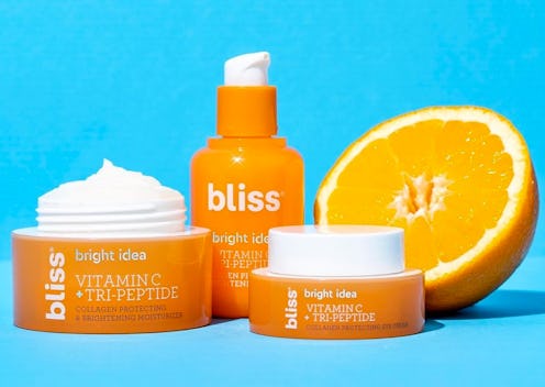 Bliss' Bright Idea Vitamin C + Tri-Peptide collection features clinical grade vitamin C and plumping...