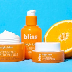 Bliss' Bright Idea Vitamin C + Tri-Peptide collection features clinical grade vitamin C and plumping...