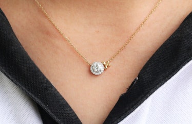 Moissanite Necklace With Diamond Halo