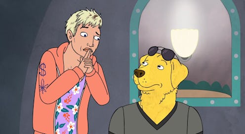 Joey Pogo (voiced by Hilary Swank) and Mr. Peanutbutter (voiced by Paul F. Tompkins) in BoJack Horse...