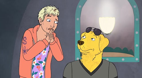 Joey Pogo (voiced by Hilary Swank) and Mr. Peanutbutter (voiced by Paul F. Tompkins) in BoJack Horse...