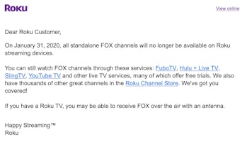 Roku Will Stop Offering Fox Channels To Users On February 1
