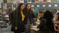 Beanie Feldstein as Molly and Kaitlyn Dever as Amy in 'Booksmart,' a good happy movie to watch after...