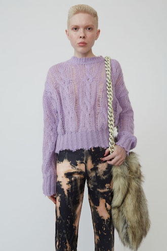 Frayed Cable Knit Sweater