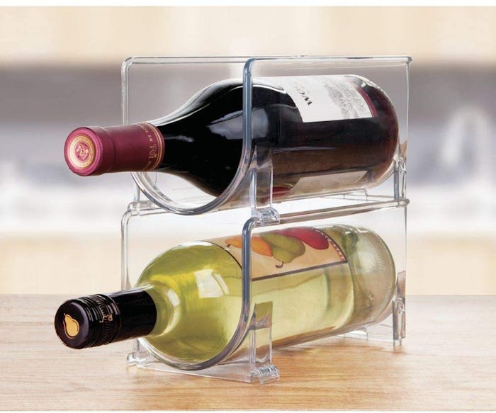 mDesign Plastic Free-Standing Water Bottle and Wine Rack