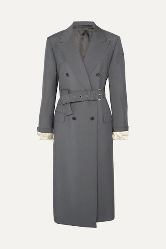 Belted Mohair And Wool Blend Coat