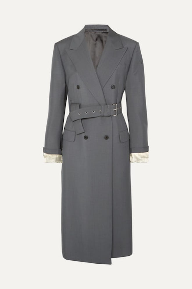 Belted Mohair And Wool Blend Coat