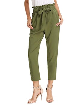 GRACE KARIN Women's Cropped Paper Bag Waist Pants