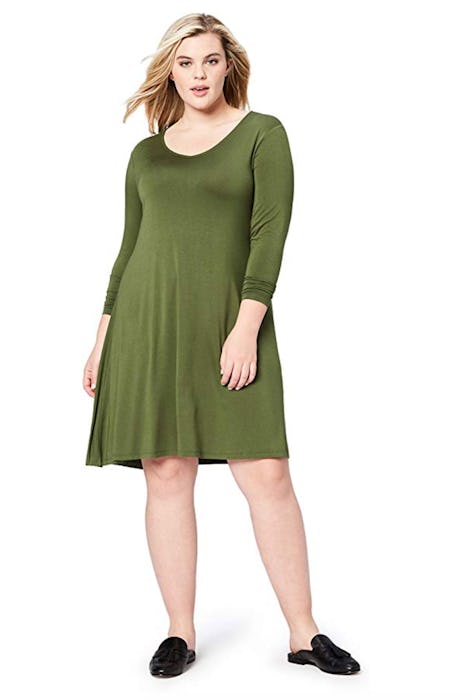 Daily Ritual Women's Plus Size Jersey Long-Sleeve V-Neck Dress