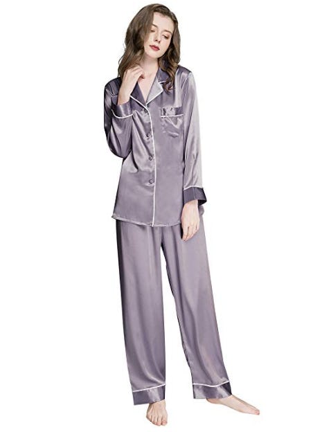 Silk Satin Pajamas Set Button Down Sleepwear Loungewear
