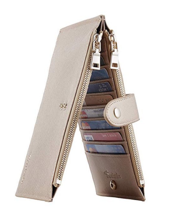 Travelambo Womens Walllet RFID Blocking Bifold Multi Card Case Wallet with Zipper Pocket