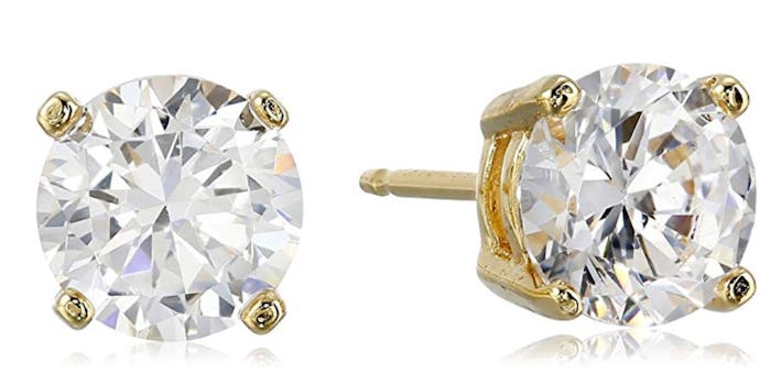 Amazon Essentials Plated Sterling Silver Cubic Zirconia Stud Earrings