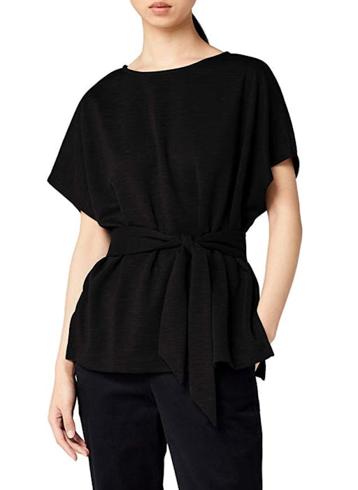 Meraki Women's Relaxed Fit Jersey Tie Front Top