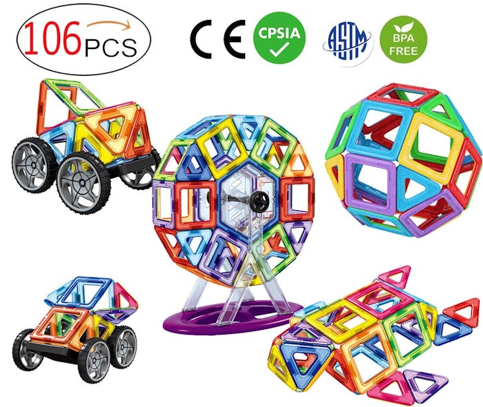 dreambuilderToy 106 PCS Magnetic Tiles Set
