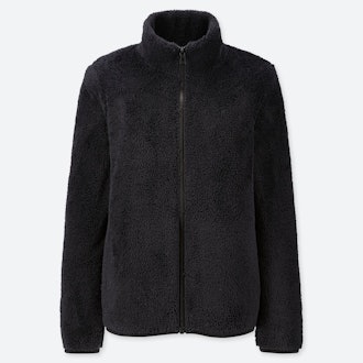 Women Fluffy Yarn Fleece Full-Zip Jacket 