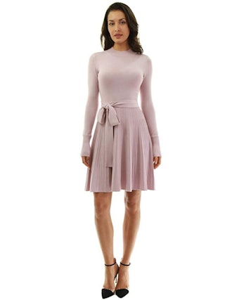 PattyBoutik Mock-Neck Fit And Flare Dress