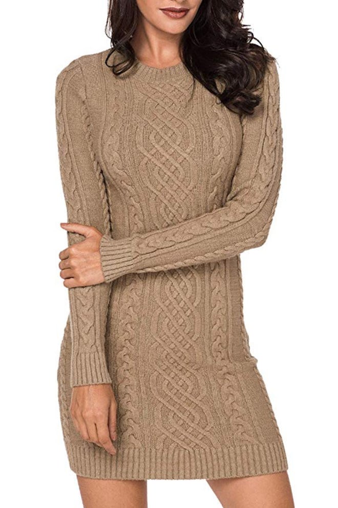 LaSuiveur Slim-Fit Cable-Knit Long-Sleeve Dress