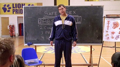 Coach Carr gives a terrible sex education lecture in 'Mean Girls.'