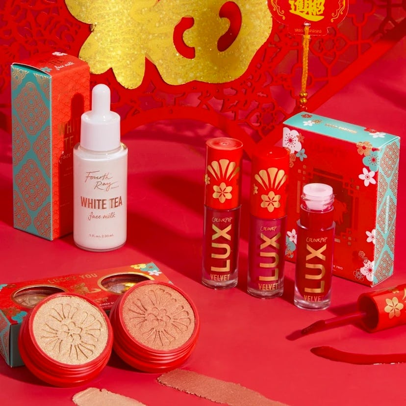 ColourPop's Lunar New Year collection includes lip colors, face serum, and cheek colors. 