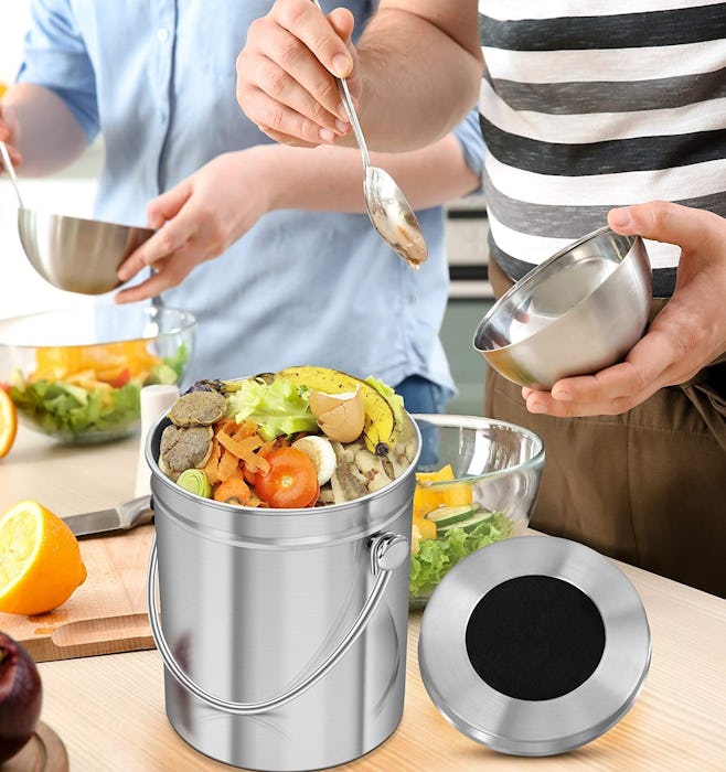 Utopia Kitchen Stainless Steel Countertop Compost Bin (1.3 Gallon)