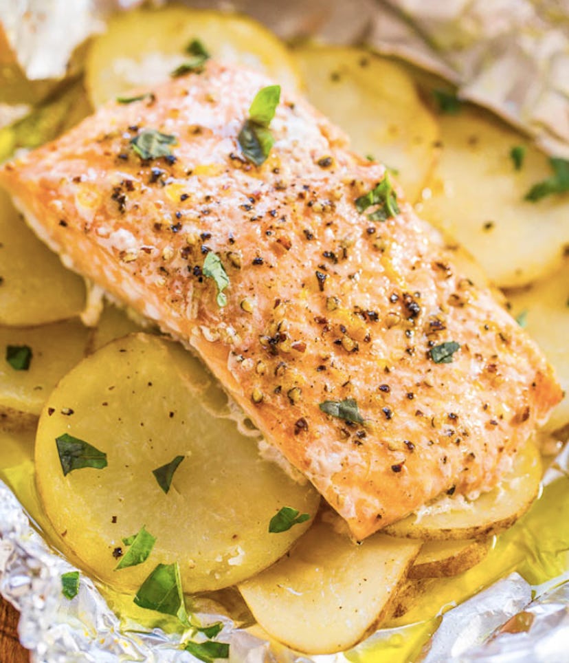 Pack up some lemons, potatoes and salmon and you've got an easy weeknight dinner. 