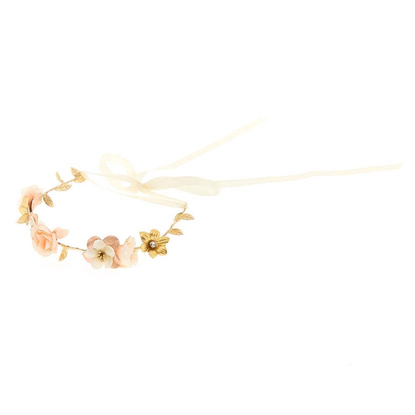 Rose Gold Flower Crown Tie Headwrap