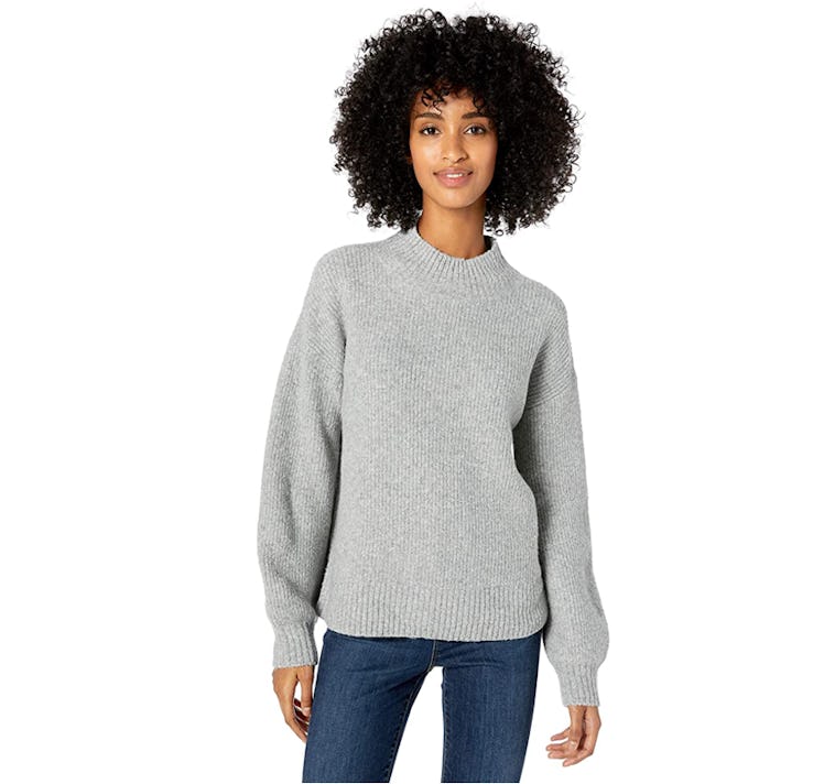 Goodthreads Boucle Shaker Stitch Balloon-Sleeve Sweater