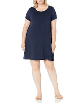 Amazon Essentials Women's Plus Size Short-Sleeve Scoopneck Swing Dress