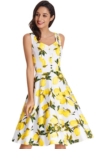 Sleeveless V-Neck Lemon Dress