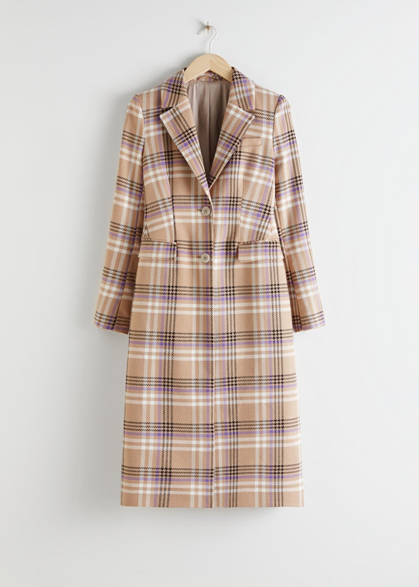 Hourglass Plaid Check Coat