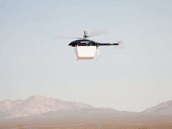 A MissionGo drone carrying a kidney transplant across the Nevada desert.