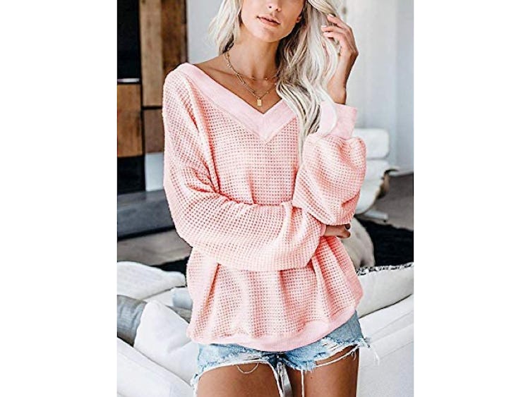 Kyerivs Oversized Waffle-Knit Sweater 