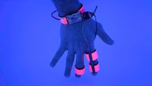 A hand equipped with the Dormio glove prototype.
