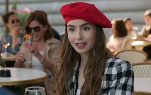 Lily Collins in Emily in Paris via the Netflix press site