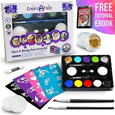 Face Paint Kit for Kids - Vibrant Face Painting Colors, Stencils & 2  Cosmetic Brushes - Video Tutorials & eBook - Fun, Easy to Use, Non-Toxic &  Safe