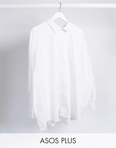 ASOS Design Plus Oversized Boxy Poplin Shirt in White