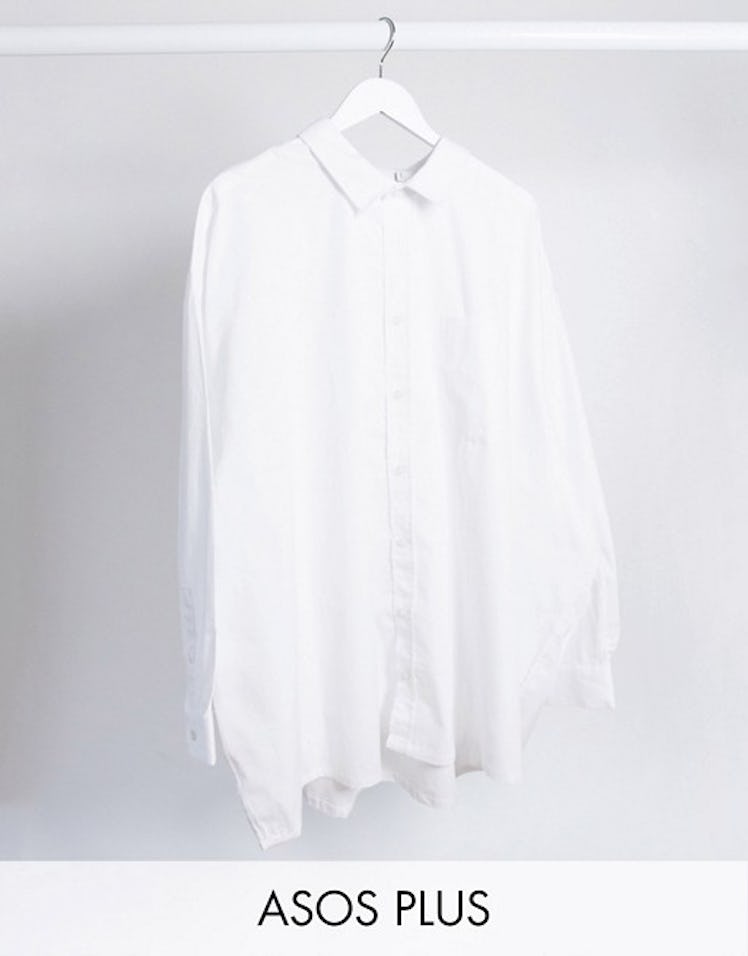 ASOS Design Plus Oversized Boxy Poplin Shirt in White
