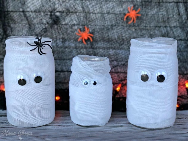 These mummy mason jars are the perfect way to add some spooky glow to your home.