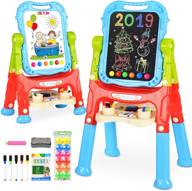BATTOP Art Easel for Kids, 360° Rotate Double Sided Standing Art Drawing Board, Two Height Adjustabl...