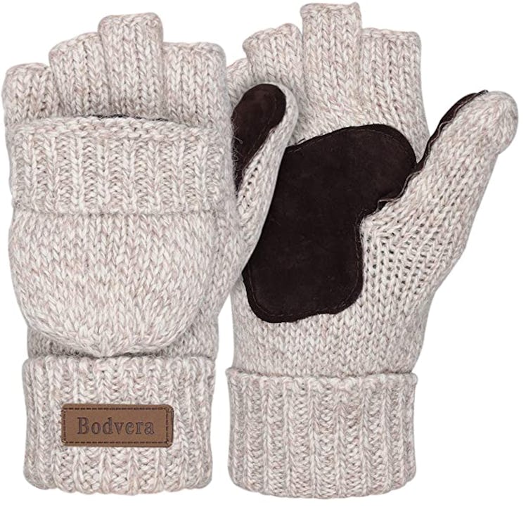 Bodvera Thermal Fingerless Convertible Mittens 