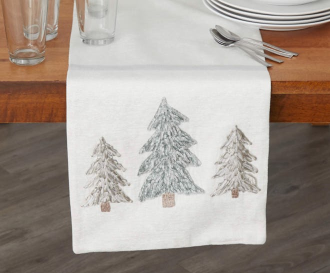 Trees Embroidered Table Runner